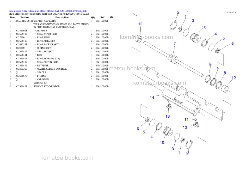 Komatsu fd35/40-at s/n 100001-up Parts catalog cover Page 10 Komatsu fd35/40-at s/n 100001-up Parts catalog cover Page 10