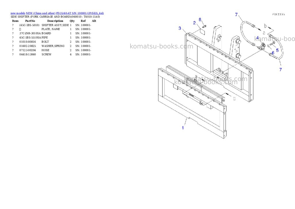 Komatsu fd35/40-at s/n 100001-up Parts catalog cover Page 3 Komatsu fd35/40-at s/n 100001-up Parts catalog cover Page 3