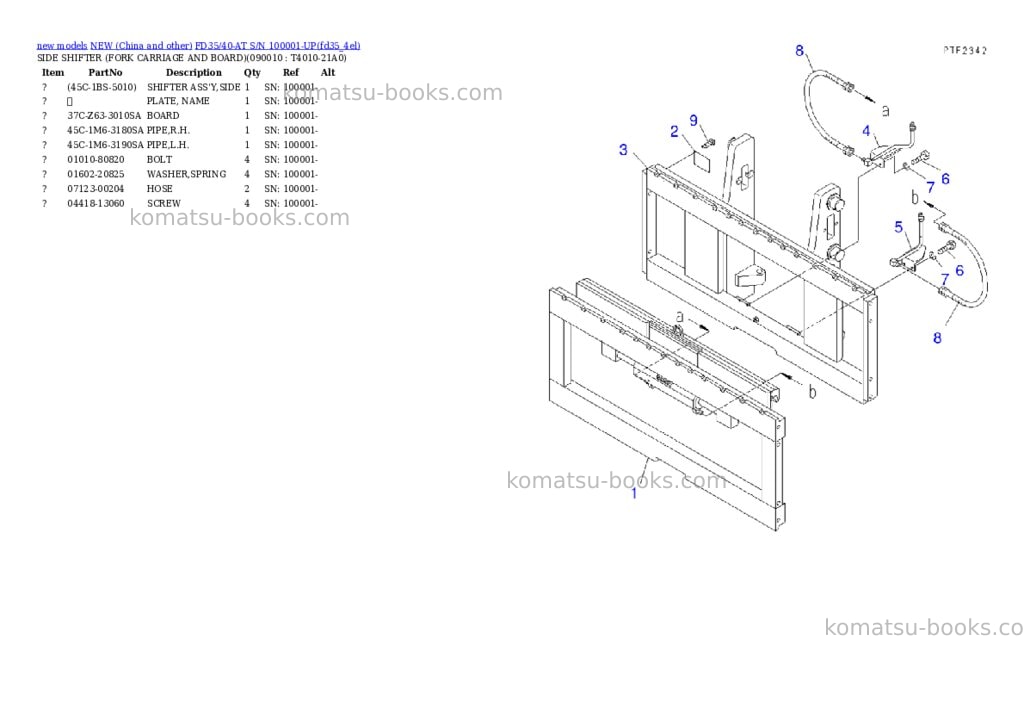 Komatsu fd35/40-at s/n 100001-up Parts catalog cover Page 6 Komatsu fd35/40-at s/n 100001-up Parts catalog cover Page 6