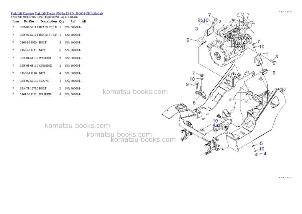 Komatsu fd35a-17 s/n 300001-up Parts catalog cover Komatsu fd35a-17 s/n 300001-up Parts catalog cover