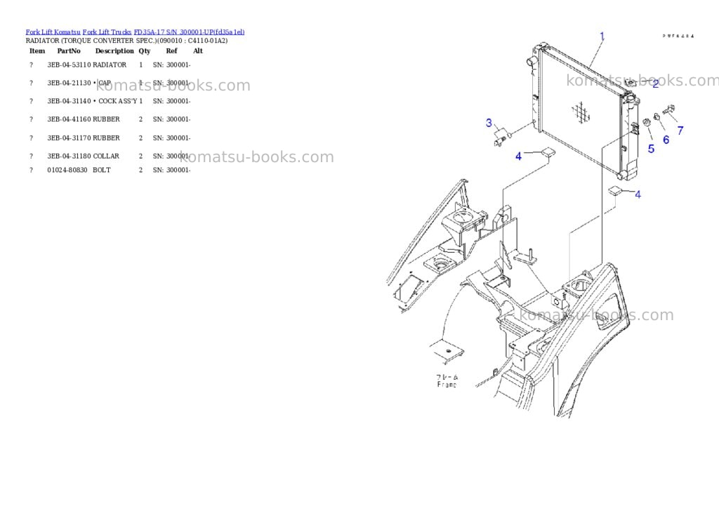 Komatsu fd35a-17 s/n 300001-up Parts catalog cover Page 4 Komatsu fd35a-17 s/n 300001-up Parts catalog cover Page 4