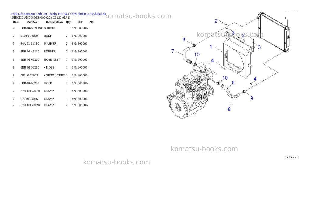 Komatsu fd35a-17 s/n 300001-up Parts catalog cover Page 5 Komatsu fd35a-17 s/n 300001-up Parts catalog cover Page 5