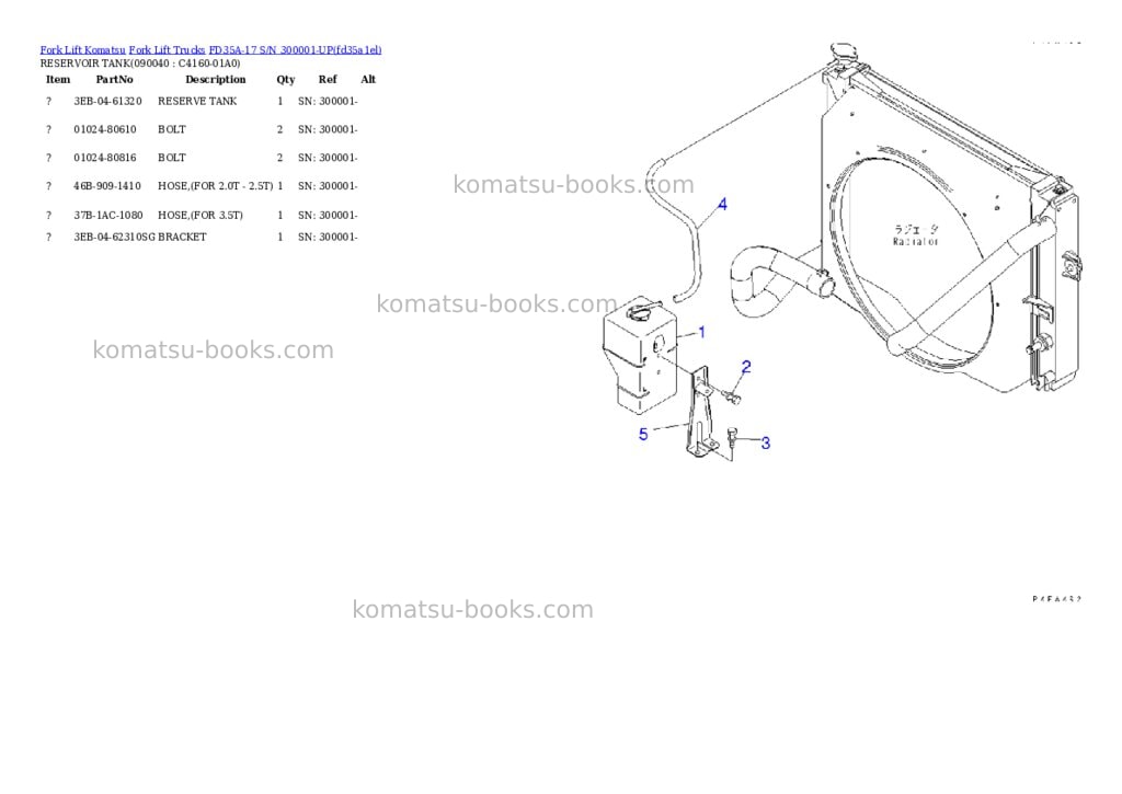 Komatsu fd35a-17 s/n 300001-up Parts catalog cover Page 7 Komatsu fd35a-17 s/n 300001-up Parts catalog cover Page 7