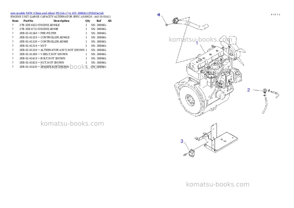 Komatsu fd35a-17-a s/n 308845-up Parts catalog cover Komatsu fd35a-17-a s/n 308845-up Parts catalog cover