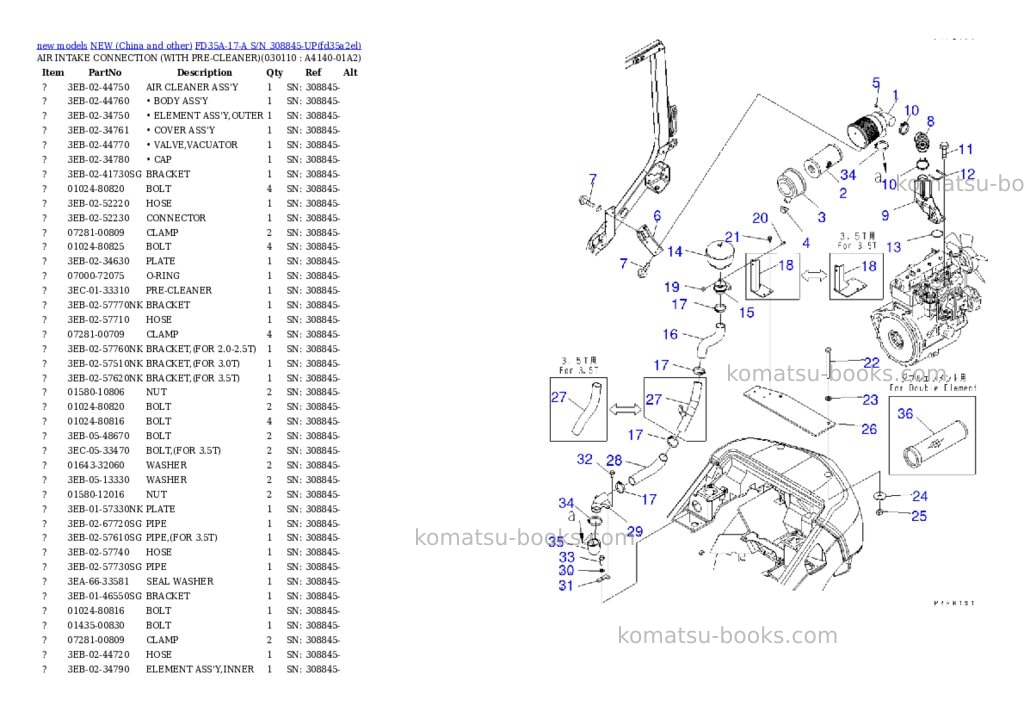 Komatsu fd35a-17-a s/n 308845-up Parts catalog cover Page 10 Komatsu fd35a-17-a s/n 308845-up Parts catalog cover Page 10