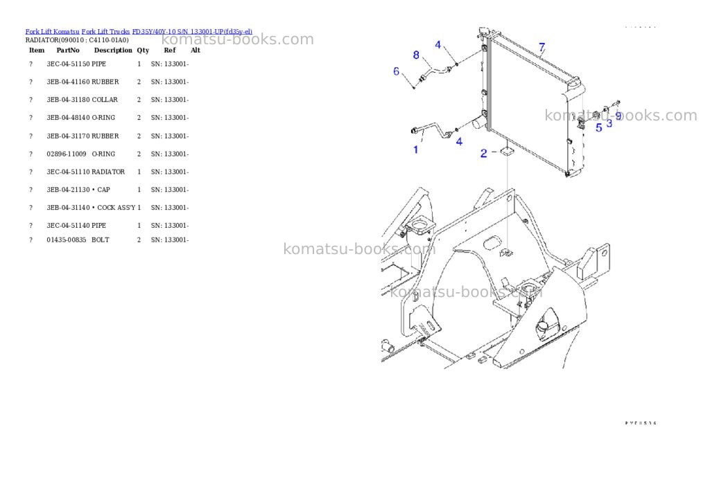 Komatsu fd35y/40y-10 s/n 133001-up Parts catalog cover Page 10