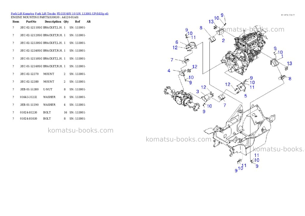 Komatsu fd35y/40y-10 s/n 133001-up Parts catalog cover Page 2