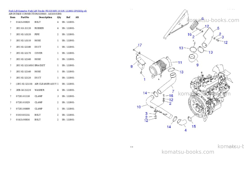 Komatsu fd35y/40y-10 s/n 133001-up Parts catalog cover Page 3