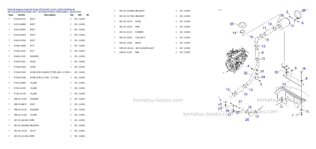 Komatsu fd35y/40y-10 s/n 133001-up Parts catalog cover Page 5