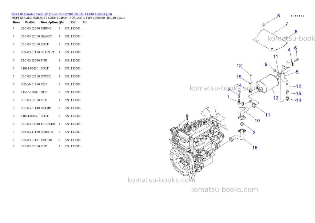 Komatsu fd35y/40y-10 s/n 133001-up Parts catalog cover Page 8