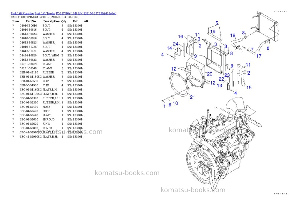 Komatsu FD35Y/40Y-10-B S/N 136100-137636 Parts catalog cover Page 10 Komatsu FD35Y/40Y-10-B S/N 136100-137636 Parts catalog cover Page 10