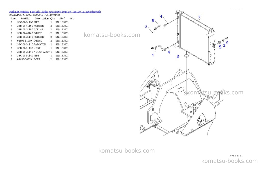 Komatsu FD35Y/40Y-10-B S/N 136100-137636 Parts catalog cover Page 9 Komatsu FD35Y/40Y-10-B S/N 136100-137636 Parts catalog cover Page 9