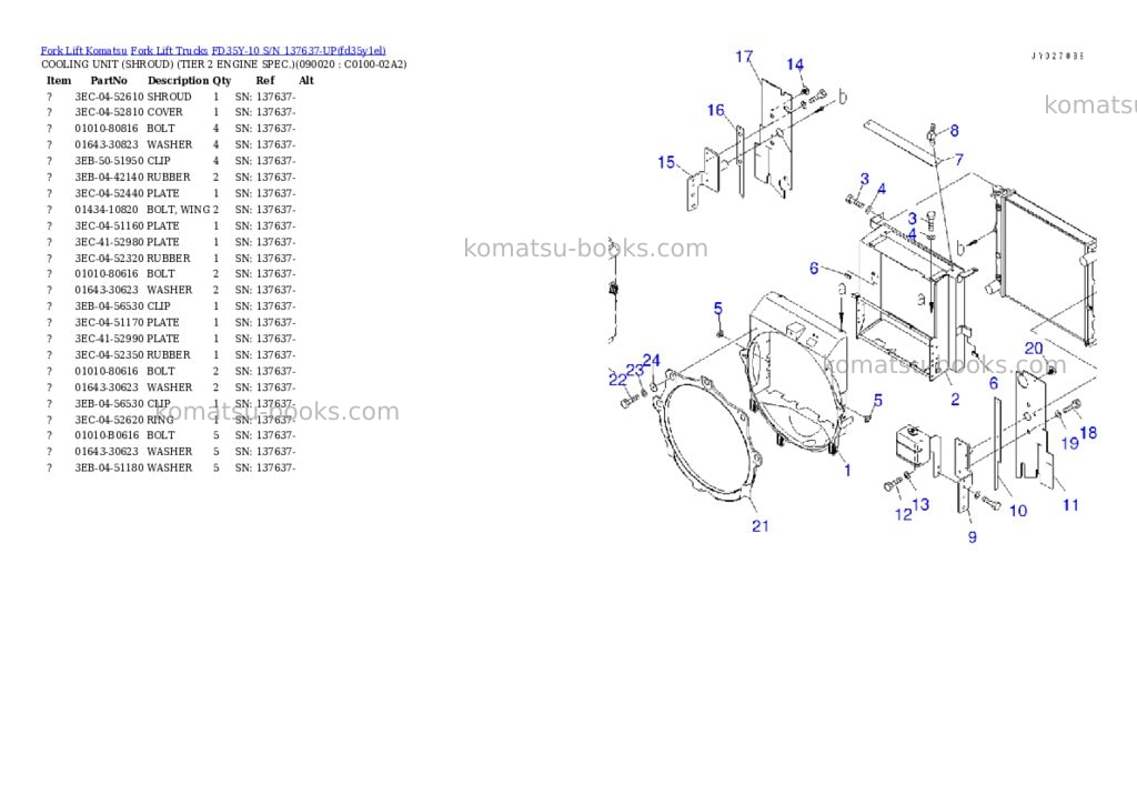 Komatsu FD35Y-10 S/N 137637-UP Parts catalog cover Page 9 Komatsu FD35Y-10 S/N 137637-UP Parts catalog cover Page 9