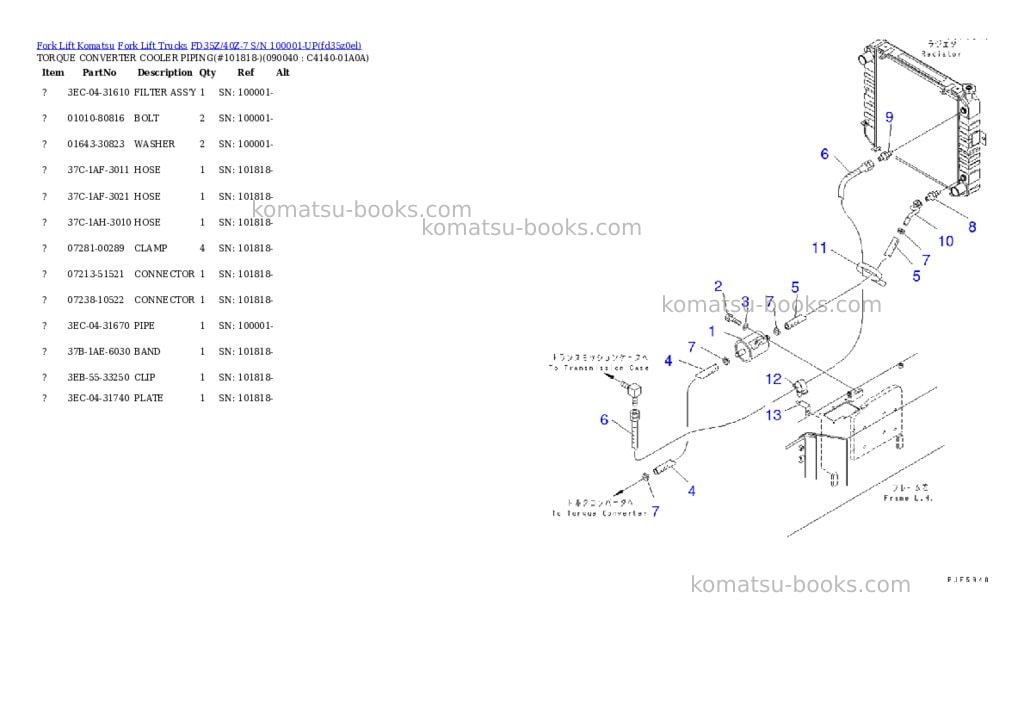 Komatsu fd35z/40z-7 s/n 100001-up Parts catalog cover Page 10