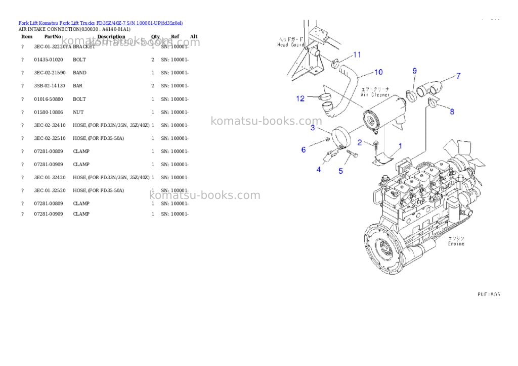 Komatsu fd35z/40z-7 s/n 100001-up Parts catalog cover Page 2