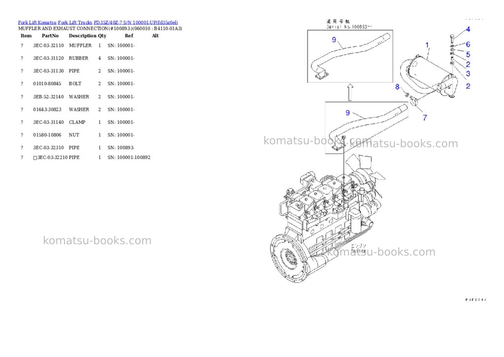 Komatsu fd35z/40z-7 s/n 100001-up Parts catalog cover Page 6