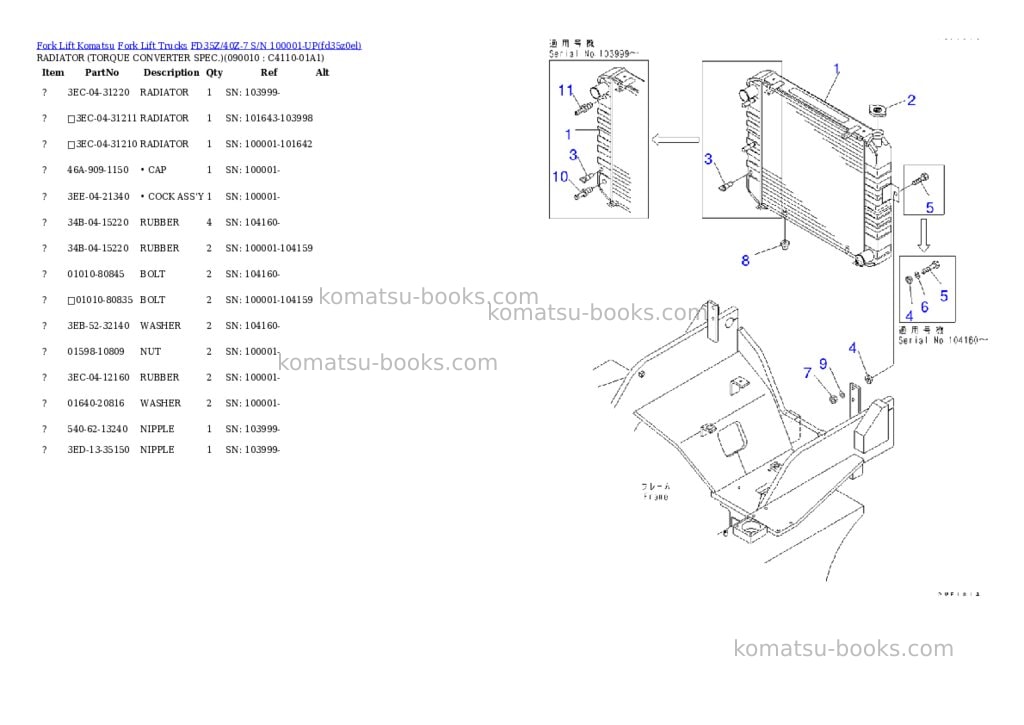 Komatsu fd35z/40z-7 s/n 100001-up Parts catalog cover Page 7