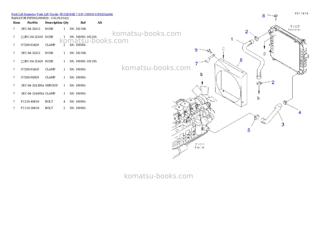 Komatsu fd35z/40z-7 s/n 100001-up Parts catalog cover Page 8