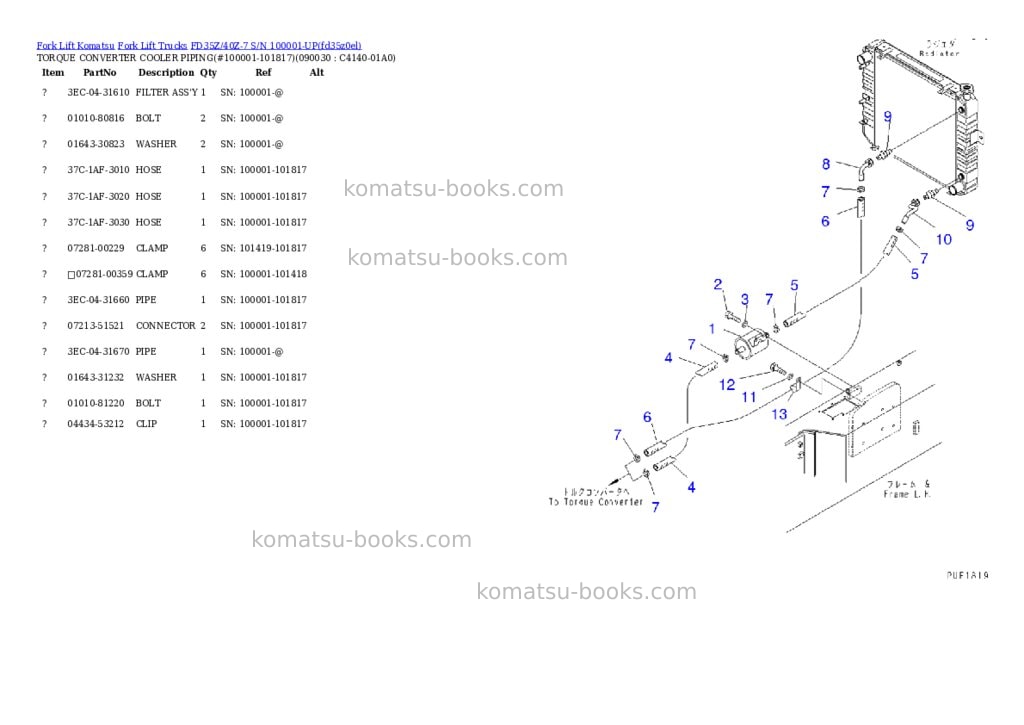 Komatsu fd35z/40z-7 s/n 100001-up Parts catalog cover Page 9