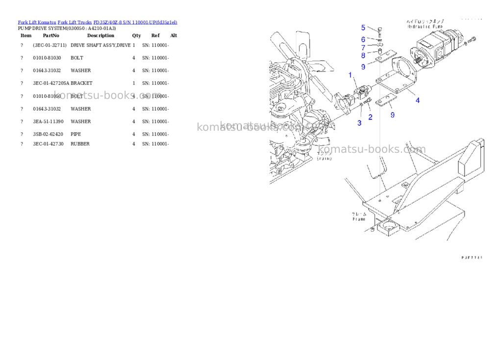 Komatsu fd35z/40z-8 s/n 110001-up Parts catalog cover Page 4 Komatsu fd35z/40z-8 s/n 110001-up Parts catalog cover Page 4