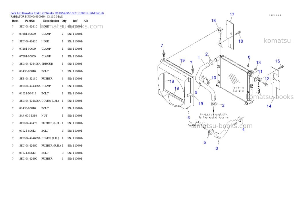 Komatsu fd35z/40z-8 s/n 110001-up Parts catalog cover Page 9 Komatsu fd35z/40z-8 s/n 110001-up Parts catalog cover Page 9