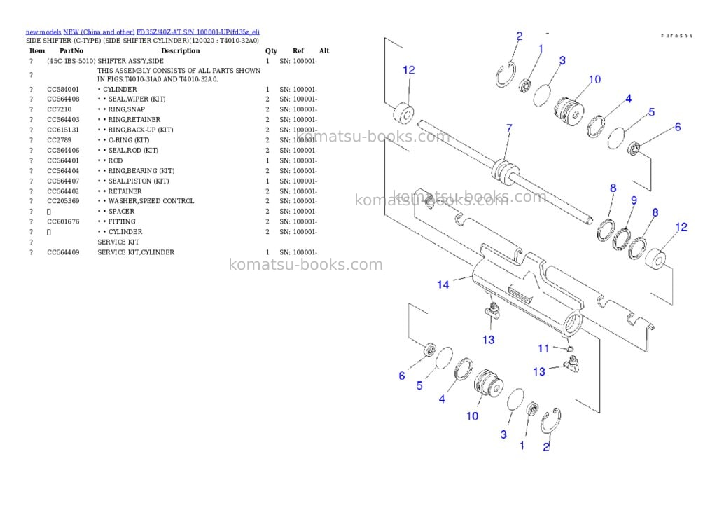 Komatsu fd35z/40z-at s/n 100001-up Parts catalog cover Page 10