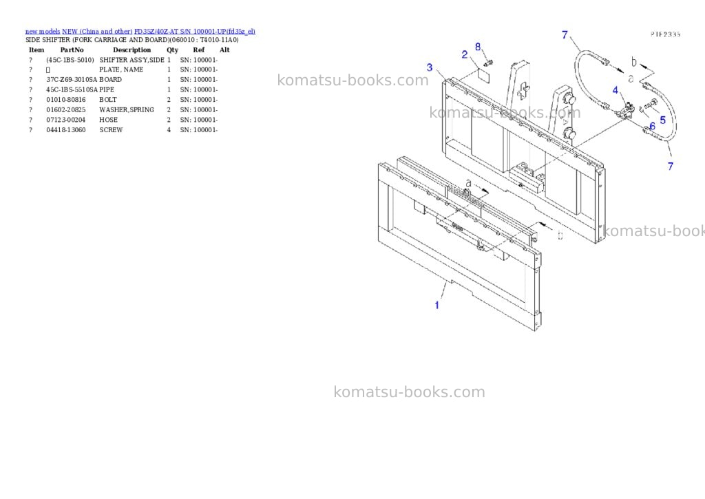 Komatsu fd35z/40z-at s/n 100001-up Parts catalog cover Page 3