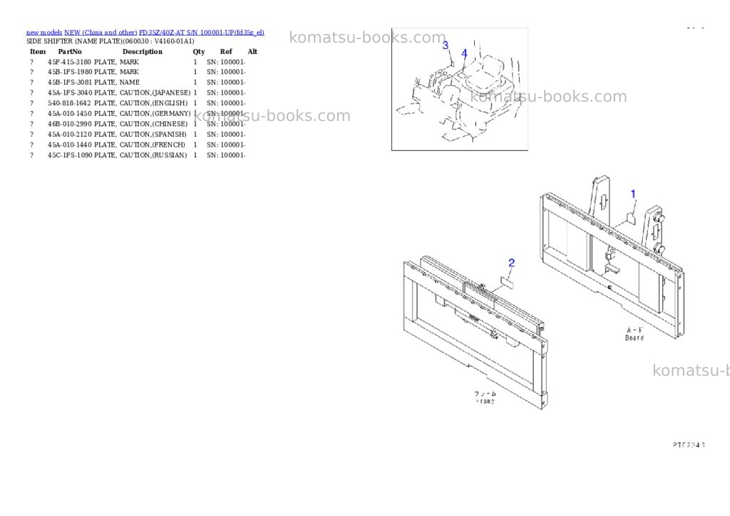 Komatsu fd35z/40z-at s/n 100001-up Parts catalog cover Page 5