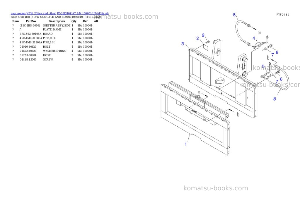 Komatsu fd35z/40z-at s/n 100001-up Parts catalog cover Page 6