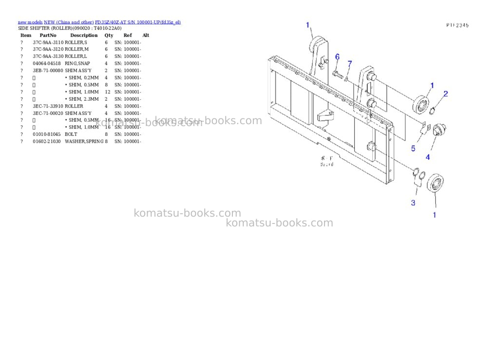 Komatsu fd35z/40z-at s/n 100001-up Parts catalog cover Page 7