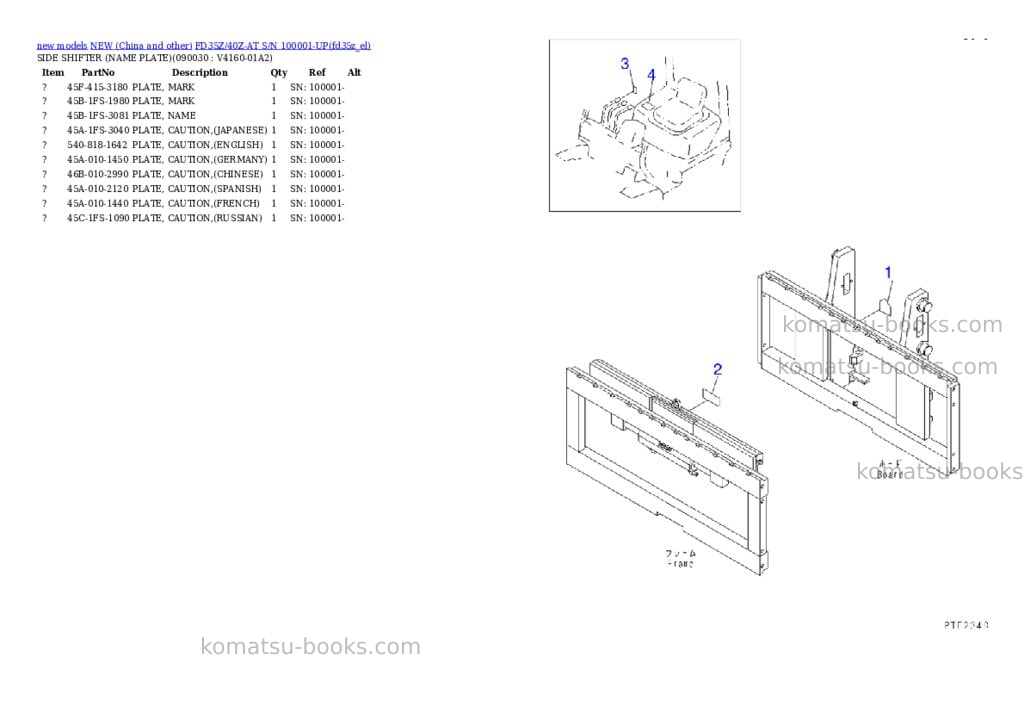 Komatsu fd35z/40z-at s/n 100001-up Parts catalog cover Page 8