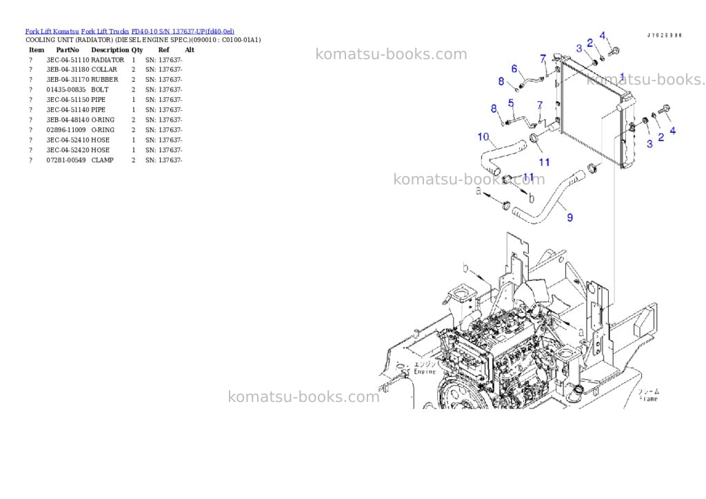 Komatsu FD40-10 S/N 137637-UP Parts catalog cover Page 10 Komatsu FD40-10 S/N 137637-UP Parts catalog cover Page 10