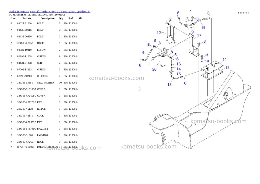 Komatsu fd40-10-us s/n 133001-up Parts catalog cover Page 10 Komatsu fd40-10-us s/n 133001-up Parts catalog cover Page 10
