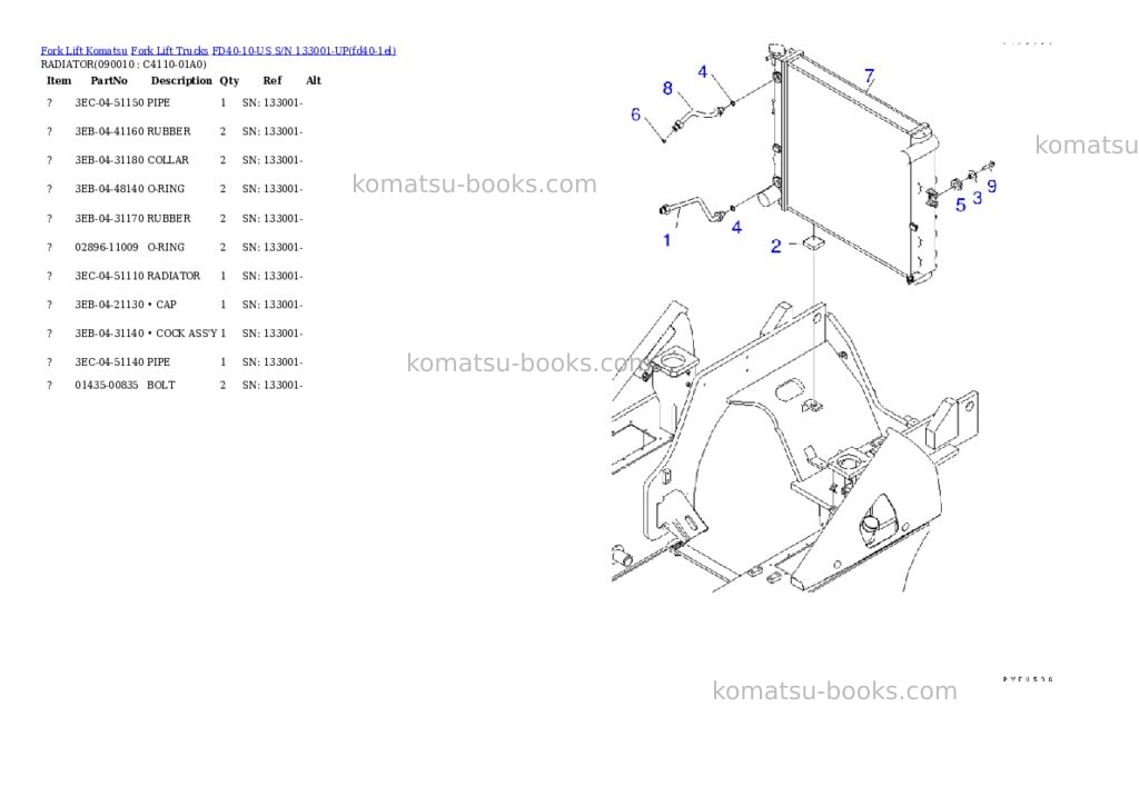 Komatsu fd40-10-us s/n 133001-up Parts catalog cover Page 6 Komatsu fd40-10-us s/n 133001-up Parts catalog cover Page 6