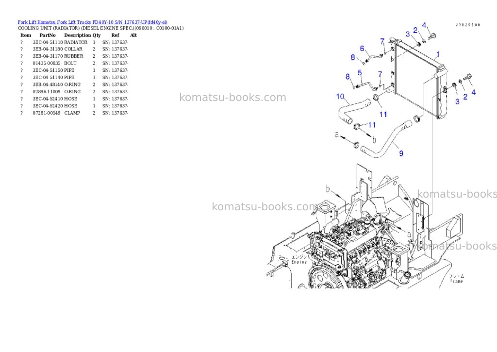 Komatsu FD40Y-10 S/N 137637-UP Parts catalog cover Page 8 Komatsu FD40Y-10 S/N 137637-UP Parts catalog cover Page 8