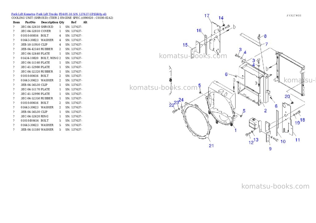 Komatsu FD40Y-10 S/N 137637-UP Parts catalog cover Page 9 Komatsu FD40Y-10 S/N 137637-UP Parts catalog cover Page 9