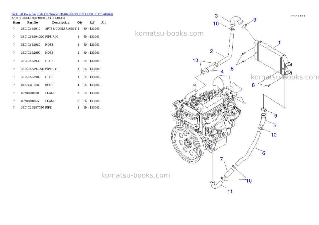 Komatsu fd40z-10-us s/n 133001-up Parts catalog cover