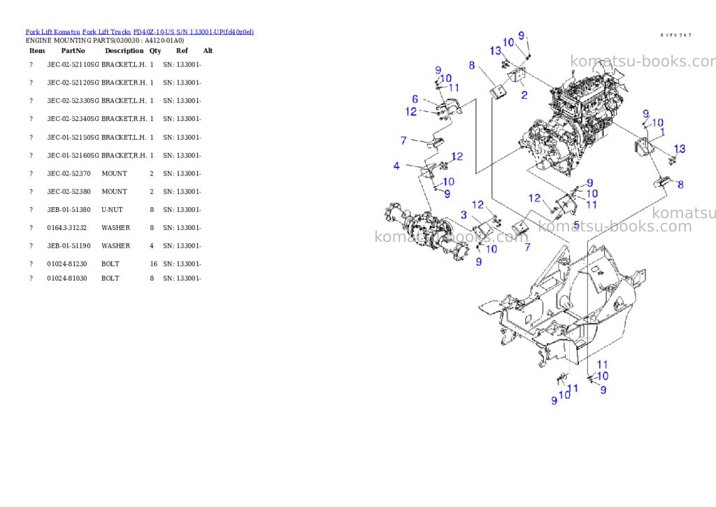 Komatsu fd40z-10-us s/n 133001-up Parts catalog cover Page 2