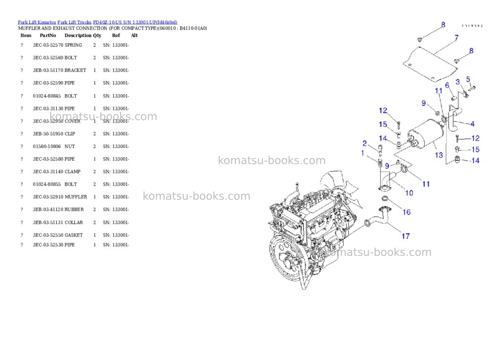Komatsu fd40z-10-us s/n 133001-up Parts catalog cover Page 5