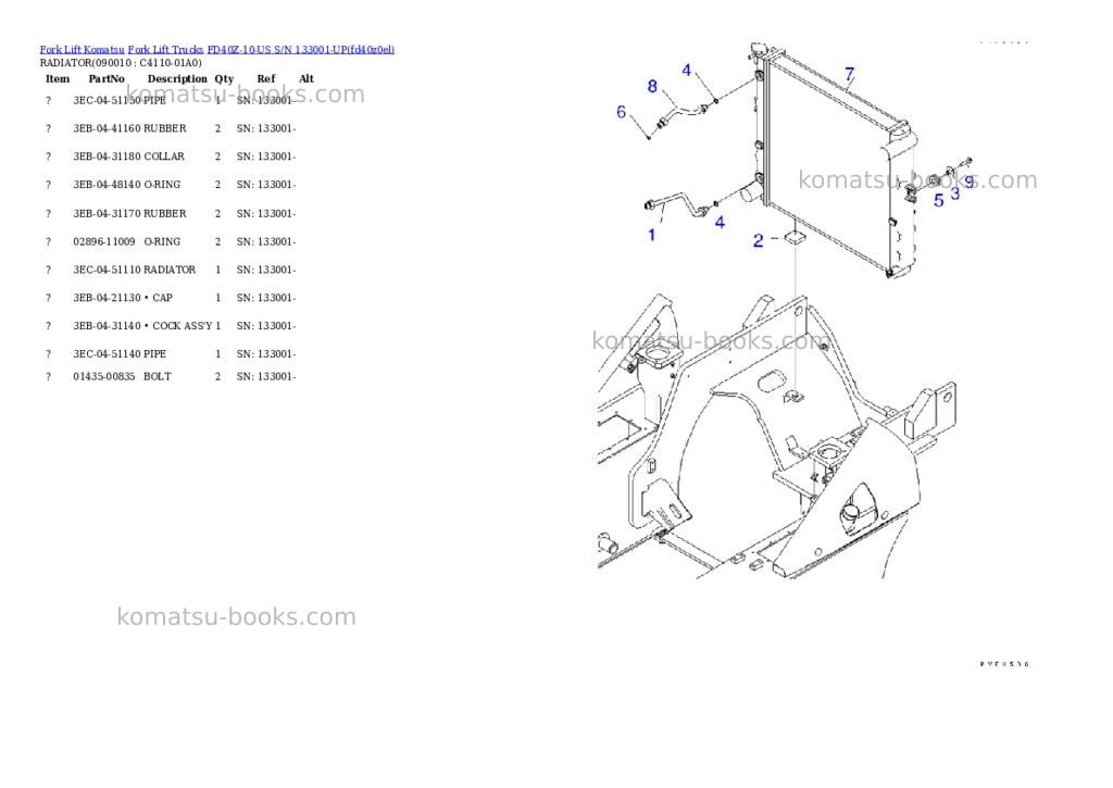 Komatsu fd40z-10-us s/n 133001-up Parts catalog cover Page 6