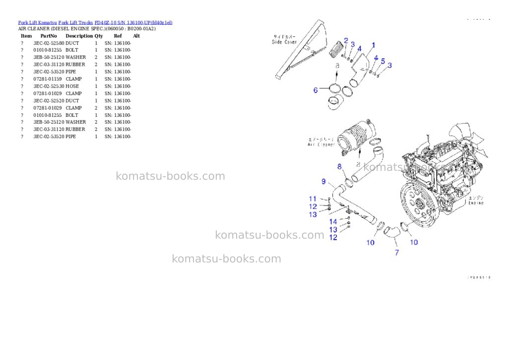 Komatsu FD40Z-10 S/N 136100-UP Parts catalog cover Page 5