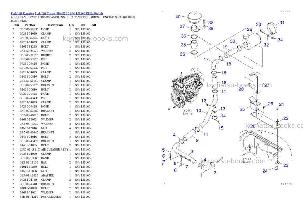 Komatsu FD40Z-10 S/N 136100-UP Parts catalog cover Page 6