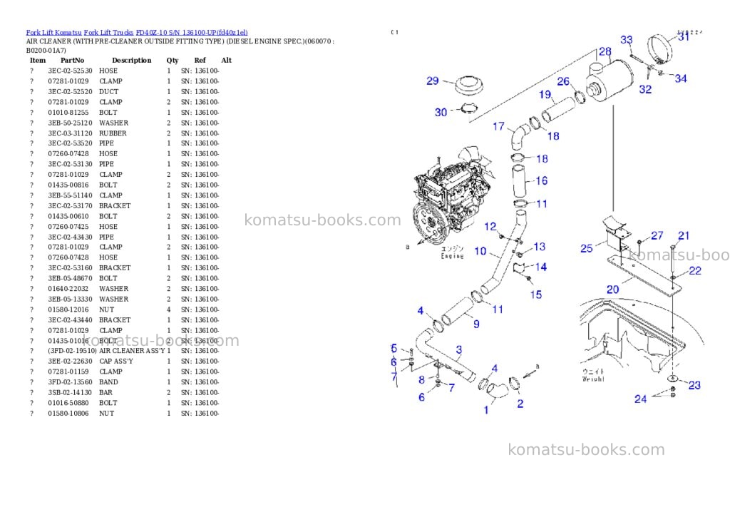 Komatsu FD40Z-10 S/N 136100-UP Parts catalog cover Page 7