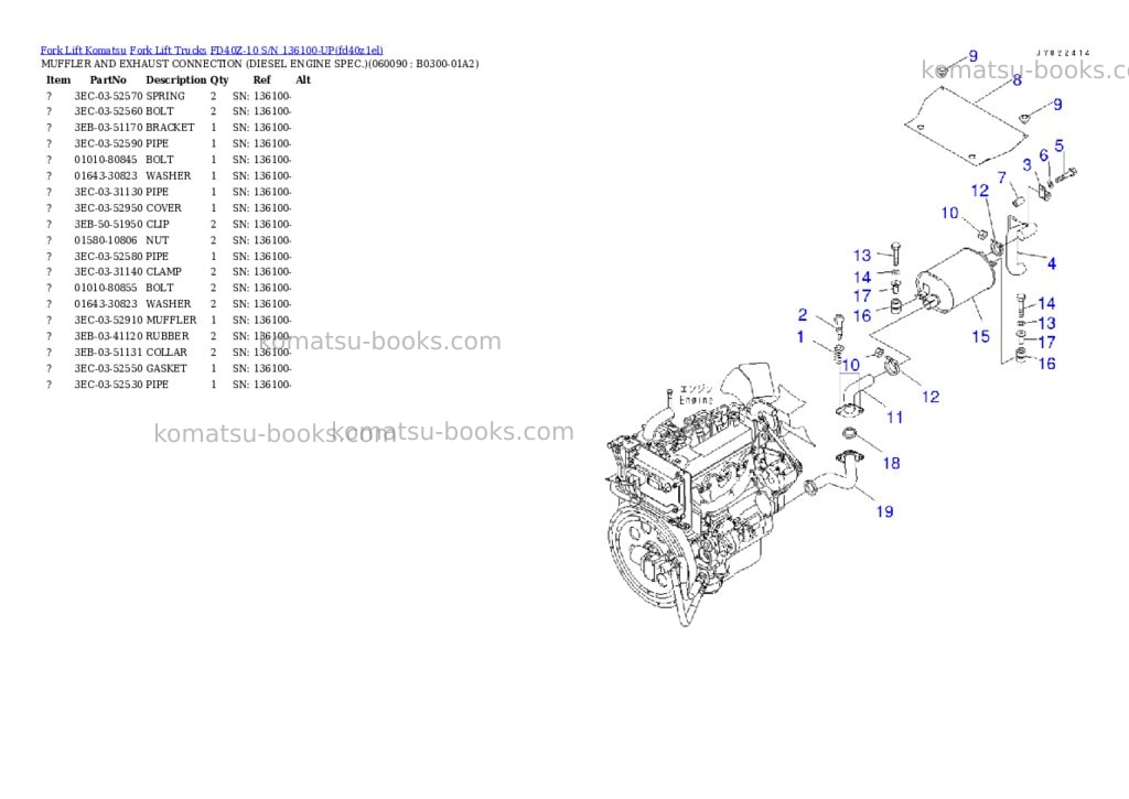 Komatsu FD40Z-10 S/N 136100-UP Parts catalog cover Page 9