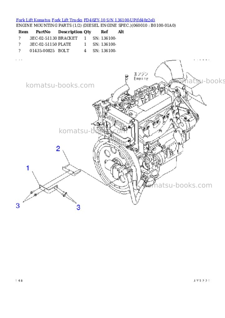 Komatsu FD40ZY-10 S/N 136100-UP Parts catalog cover Komatsu FD40ZY-10 S/N 136100-UP Parts catalog cover