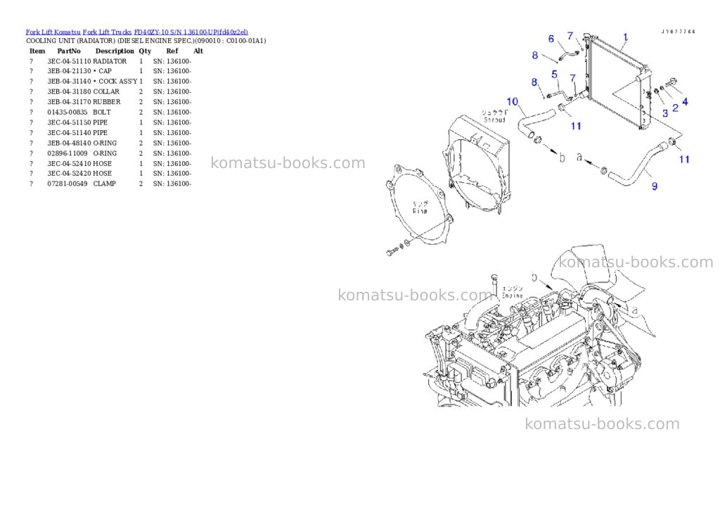 Komatsu FD40ZY-10 S/N 136100-UP Parts catalog cover Page 6 Komatsu FD40ZY-10 S/N 136100-UP Parts catalog cover Page 6
