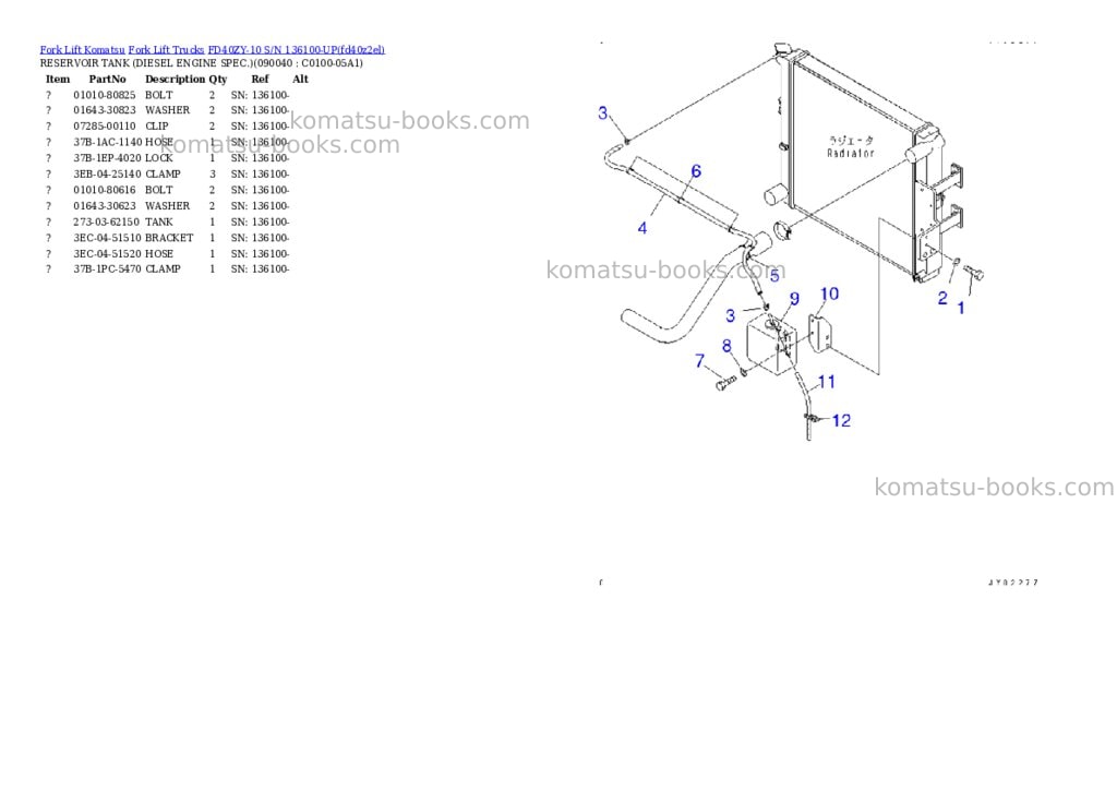 Komatsu FD40ZY-10 S/N 136100-UP Parts catalog cover Page 9 Komatsu FD40ZY-10 S/N 136100-UP Parts catalog cover Page 9