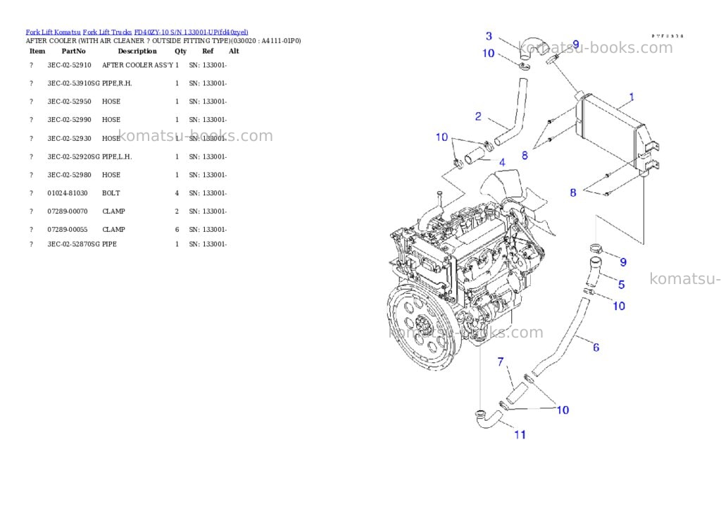 Komatsu fd40zy-10 s/n 133001-up Parts catalog cover