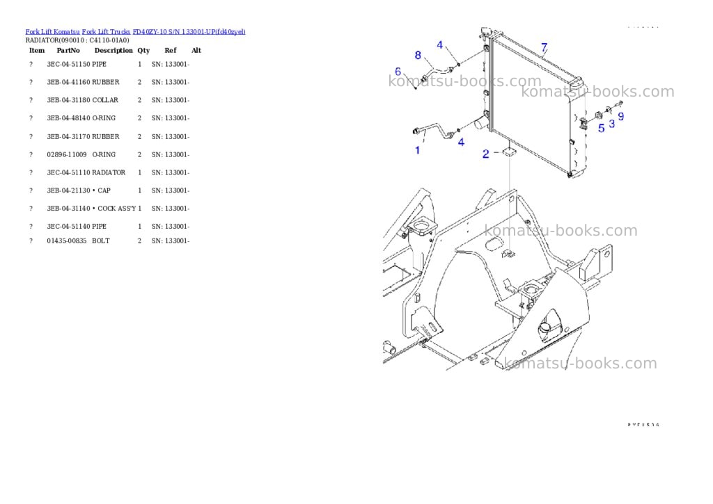 Komatsu fd40zy-10 s/n 133001-up Parts catalog cover Page 10