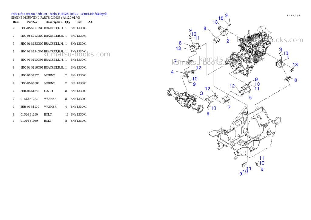 Komatsu fd40zy-10 s/n 133001-up Parts catalog cover Page 2